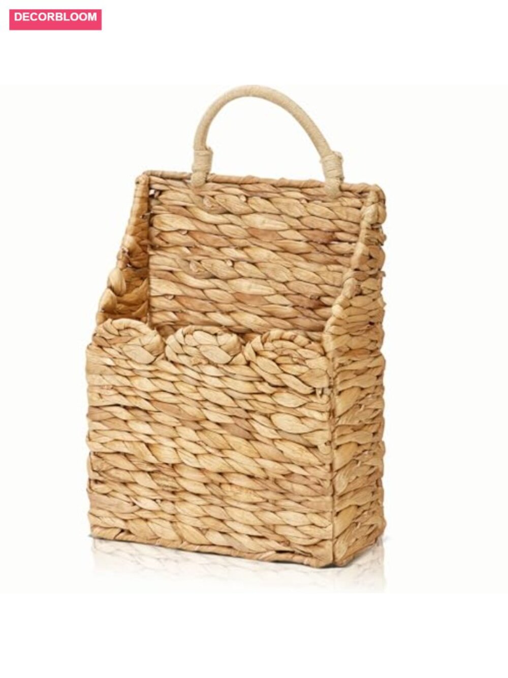 Wicker Hanging Basket Handwoven Scalloped Wall Decor Rustic Foldable Storage